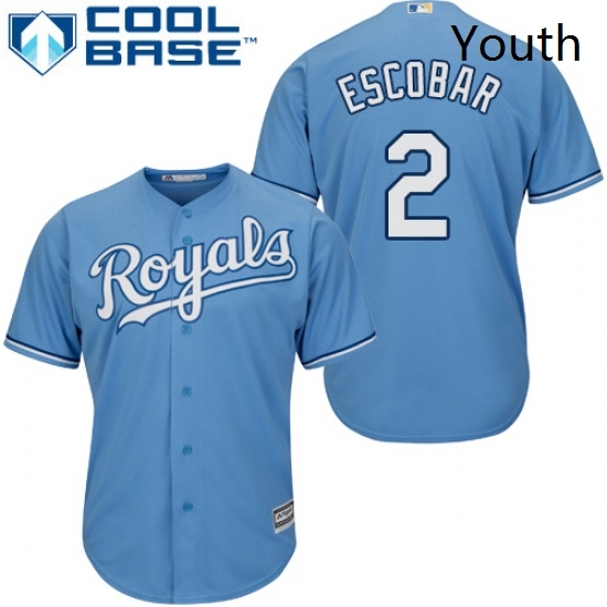 Youth Majestic Kansas City Royals 2 Alcides Escobar Authentic Light Blue Alternate 1 Cool Base MLB Jersey Youth Majestic Kansas City Royals 2 Alcides Escobar Authentic Light Blue Alternate 1 Cool Base MLB Jersey
