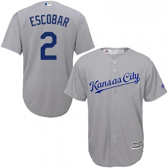 Youth Majestic Kansas City Royals 2 Alcides Escobar Replica Grey Road Cool Base MLB Jersey Youth Majestic Kansas City Royals 2 Alcides Escobar Replica Grey Road Cool Base MLB Jersey