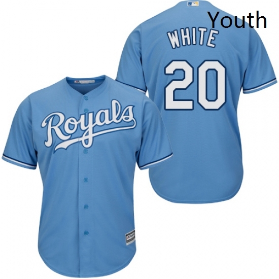 Youth Majestic Kansas City Royals 20 Frank White Authentic Light Blue Alternate 1 Cool Base MLB Jersey Youth Majestic Kansas City Royals 20 Frank White Authentic Light Blue Alternate 1 Cool Base MLB Jersey