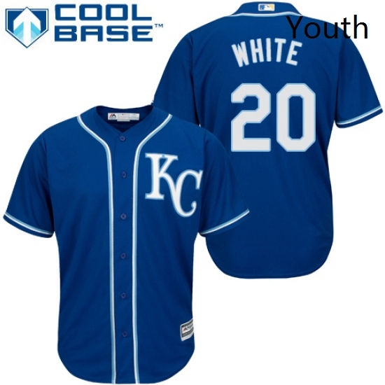 Youth Majestic Kansas City Royals 20 Frank White Replica Blue Alternate 2 Cool Base MLB Jersey Youth Majestic Kansas City Royals 20 Frank White Replica Blue Alternate 2 Cool Base MLB Jersey
