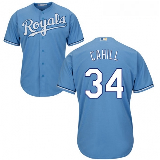Youth Majestic Kansas City Royals 34 Trevor Cahill Authentic Light Blue Alternate 1 Cool Base MLB Jersey Youth Majestic Kansas City Royals 34 Trevor Cahill Authentic Light Blue Alternate 1 Cool Base MLB Jersey