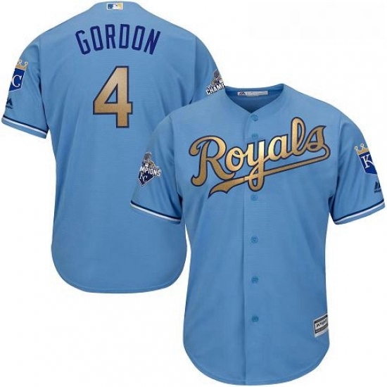 Youth Majestic Kansas City Royals 4 Alex Gordon Authentic Light Blue 2015 World Series Champions Gold Program Cool Base MLB Jersey Youth Majestic Kansas City Royals 4 Alex Gordon Authentic Light Blue 2015 World Series Champions Gold Program Cool Base MLB Jersey