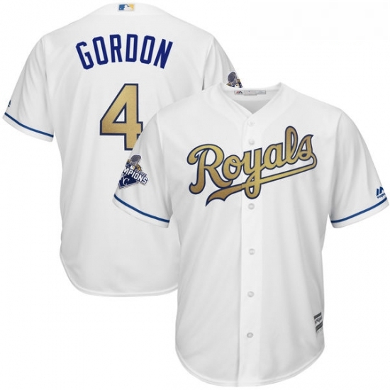 Youth Majestic Kansas City Royals 4 Alex Gordon Authentic White 2015 World Series Champions Gold Program Cool Base MLB Jersey Youth Majestic Kansas City Royals 4 Alex Gordon Authentic White 2015 World Series Champions Gold Program Cool Base MLB Jersey