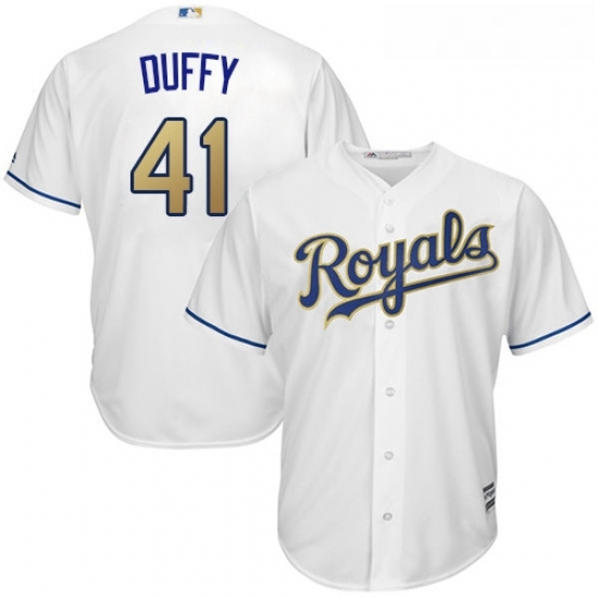 Youth Majestic Kansas City Royals 41 Danny Duffy Replica White Home Cool Base MLB Jersey Youth Majestic Kansas City Royals 41 Danny Duffy Replica White Home Cool Base MLB Jersey