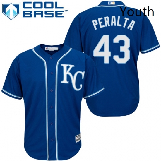Youth Majestic Kansas City Royals 43 Wily Peralta Authentic Blue Alternate 2 Cool Base MLB Jersey Youth Majestic Kansas City Royals 43 Wily Peralta Authentic Blue Alternate 2 Cool Base MLB Jersey