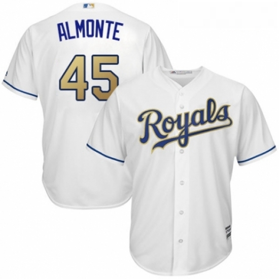 Youth Majestic Kansas City Royals 45 Abraham Almonte Authentic White Home Cool Base MLB Jersey Youth Majestic Kansas City Royals 45 Abraham Almonte Authentic White Home Cool Base MLB Jersey