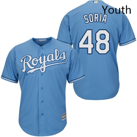 Youth Majestic Kansas City Royals 48 Joakim Soria Authentic Light Blue Alternate 1 Cool Base MLB Jersey Youth Majestic Kansas City Royals 48 Joakim Soria Authentic Light Blue Alternate 1 Cool Base MLB Jersey