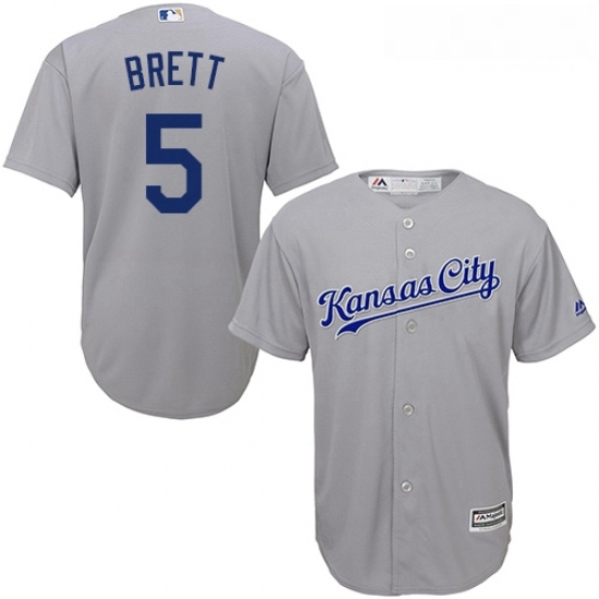 Youth Majestic Kansas City Royals 5 George Brett Authentic Grey Road Cool Base MLB Jersey Youth Majestic Kansas City Royals 5 George Brett Authentic Grey Road Cool Base MLB Jersey