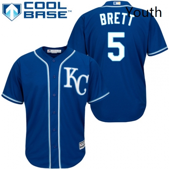 Youth Majestic Kansas City Royals 5 George Brett Replica Blue Alternate 2 Cool Base MLB Jersey Youth Majestic Kansas City Royals 5 George Brett Replica Blue Alternate 2 Cool Base MLB Jersey