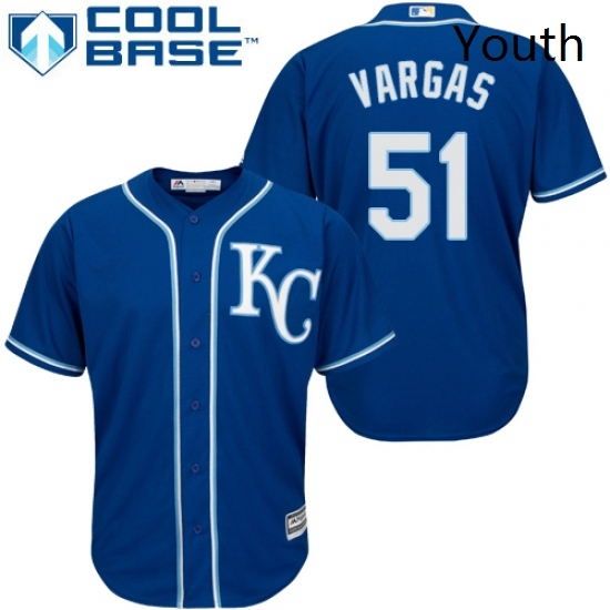 Youth Majestic Kansas City Royals 51 Jason Vargas Replica Blue Alternate 2 Cool Base MLB Jersey Youth Majestic Kansas City Royals 51 Jason Vargas Replica Blue Alternate 2 Cool Base MLB Jersey