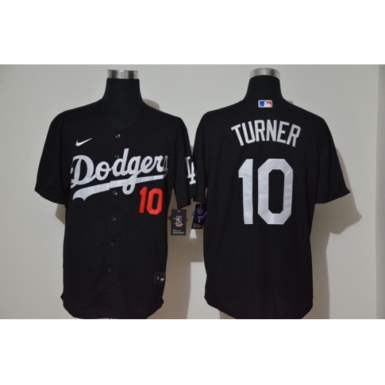 Dodgers 10 Justin Turner Black 2020 Nike Cool Base Jersey