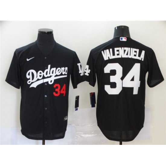 Dodgers 34 Fernando Valenzuela Black 2020 Nike Cool Base Jersey Dodgers 34 Fernando Valenzuela Black 2020 Nike Cool Base Jersey