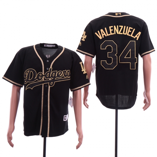 Dodgers 34 Fernando Valenzuela Black Gold Cool Base Jersey Dodgers 34 Fernando Valenzuela Black Gold Cool Base Jersey