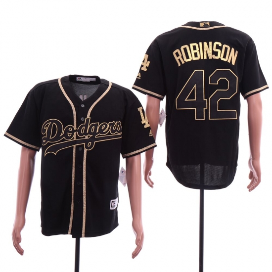 Dodgers 42 Jackie Robinson Black Gold Cool Base Jersey Dodgers 42 Jackie Robinson Black Gold Cool Base Jersey