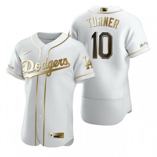 Los Angeles Dodgers 10 Justin Turner White Nike Mens Authentic Golden Edition MLB Jersey Los Angeles Dodgers 10 Justin Turner White Nike Mens Authentic Golden Edition MLB Jersey