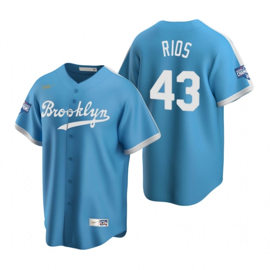 Men Brooklyn Los Angeles Dodgers 43 Edwin Rios Light Blue 2020 World Series Champions Cooperstown Collection Jersey Men Brooklyn Los Angeles Dodgers 43 Edwin Rios Light Blue 2020 World Series Champions Cooperstown Collection Jersey
