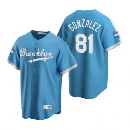 Men Brooklyn Los Angeles Dodgers 81 Victor Gonzalez Light Blue 2020 World Series Champions Cooperstown Collection Jersey Men Brooklyn Los Angeles Dodgers 81 Victor Gonzalez Light Blue 2020 World Series Champions Cooperstown Collection Jersey