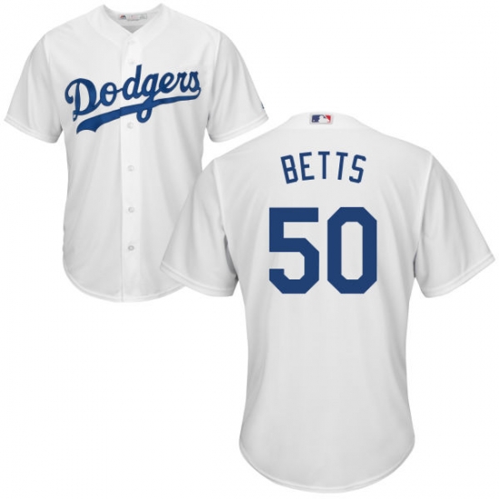 Men Dodgers #50 Mookie Betts White Cool Base Jersey Men Dodgers #50 Mookie Betts White Cool Base Jersey