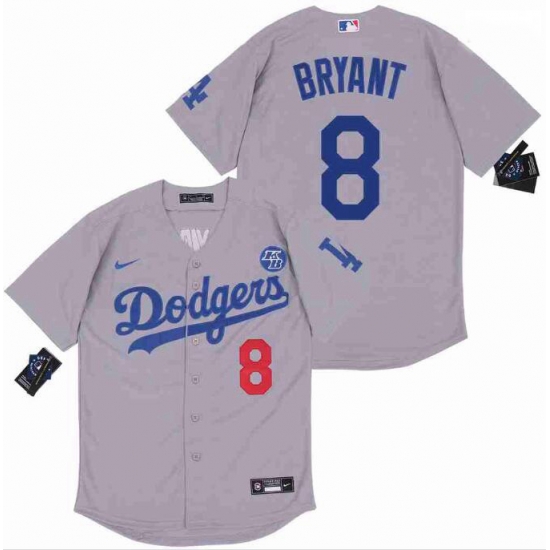 Men Dodgers 8 Kobe Bryant Grey Cool Base Stitched MLB Jersey Men Dodgers 8 Kobe Bryant Grey Cool Base Stitched MLB Jersey