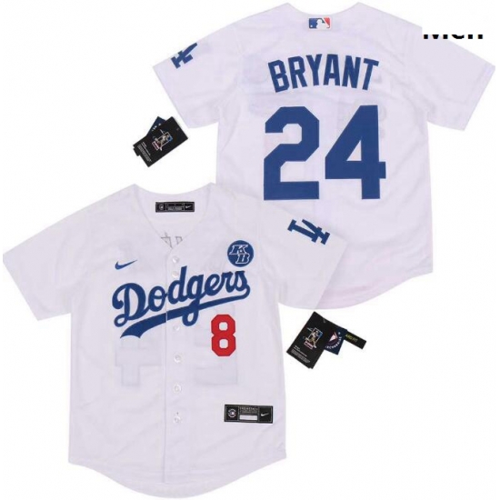 Men Dodgers Front 8 Back 24 Kobe Bryant White Cool Base Stitched MLB Jersey Men Dodgers Front 8 Back 24 Kobe Bryant White Cool Base Stitched MLB Jersey