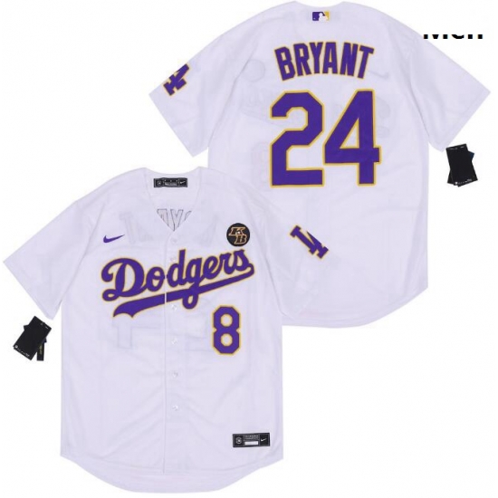 Men Dodgers Front 8 Back 24 Kobe Bryant White Purple Cool Base Stitched MLB Jersey Men Dodgers Front 8 Back 24 Kobe Bryant White Purple Cool Base Stitched MLB Jersey