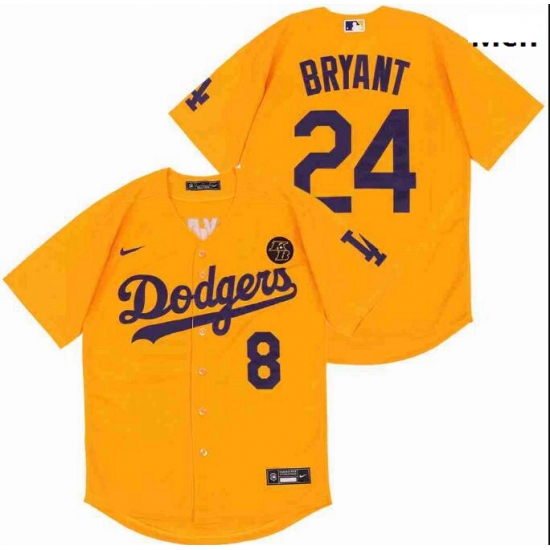 Men Dodgers Front 8 Back 24 Kobe Bryant Yellow Cool Base Stitched MLB Jersey Men Dodgers Front 8 Back 24 Kobe Bryant Yellow Cool Base Stitched MLB Jersey
