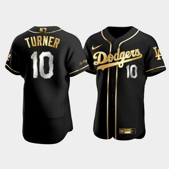Men Los Angeles Dodgers 10 Justin Turner Black Gold Flex Base Stitched Baseball Jerse Men Los Angeles Dodgers 10 Justin Turner Black Gold Flex Base Stitched Baseball Jerse