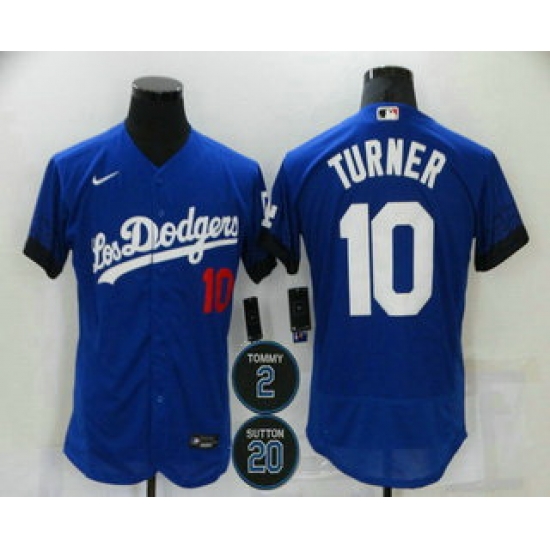 Men Los Angeles Dodgers 10 Justin Turner Blue 2 20 Patch City Connect Flex Base Stitched Jersey Men Los Angeles Dodgers 10 Justin Turner Blue 2 20 Patch City Connect Flex Base Stitched Jersey