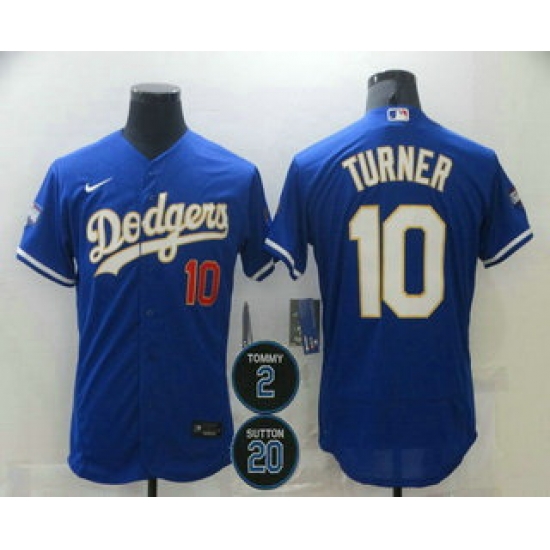 Men Los Angeles Dodgers 10 Justin Turner Blue Gold 2 20 Patch Stitched MLB Flex Base Nike Jersey Men Los Angeles Dodgers 10 Justin Turner Blue Gold 2 20 Patch Stitched MLB Flex Base Nike Jersey