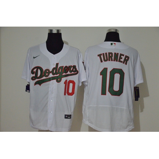 Men Los Angeles Dodgers 10 Justin Turner White With Green Name Stitched MLB Flex Base Nike Jersey Men Los Angeles Dodgers 10 Justin Turner White With Green Name Stitched MLB Flex Base Nike Jersey