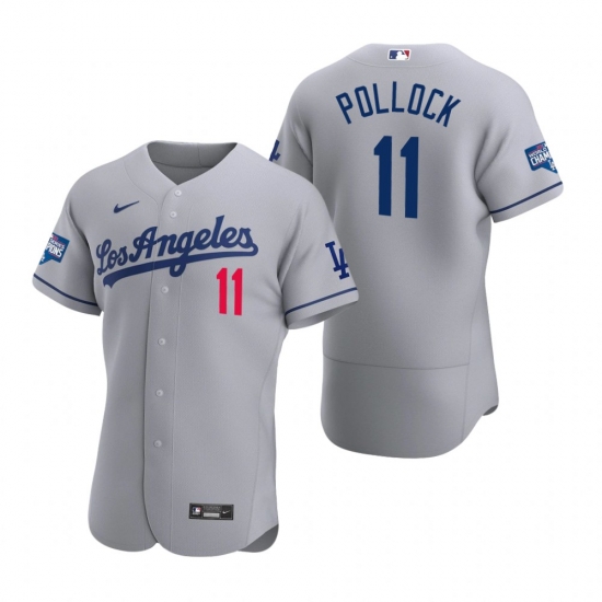 Men Los Angeles Dodgers 11 A J Pollock Gray 2020 World Series Champions Road Flex Base Jersey Men Los Angeles Dodgers 11 A J Pollock Gray 2020 World Series Champions Road Flex Base Jersey