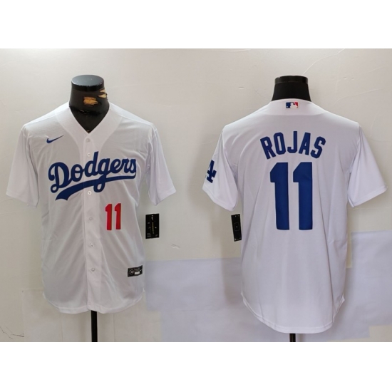 Men Los Angeles Dodgers 11 Miguel Rojas White Cool Base Stitched Baseball Jersey 2 Men Los Angeles Dodgers 11 Miguel Rojas White Cool Base Stitched Baseball Jersey 2