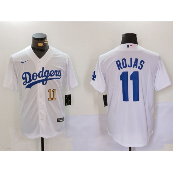 Men Los Angeles Dodgers 11 Miguel Rojas White Cool Base Stitched Baseball Jersey 5 Men Los Angeles Dodgers 11 Miguel Rojas White Cool Base Stitched Baseball Jersey 5