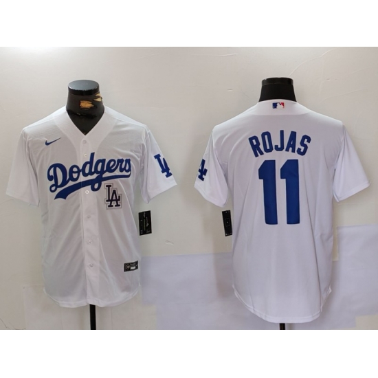 Men Los Angeles Dodgers 11 Miguel Rojas White Cool Base Stitched Baseball Jersey 6 Men Los Angeles Dodgers 11 Miguel Rojas White Cool Base Stitched Baseball Jersey 6