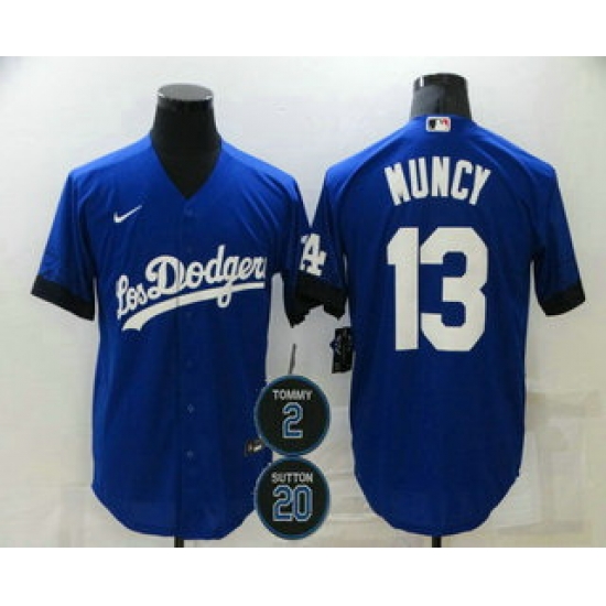 Men Los Angeles Dodgers 13 Max Muncy Blue 2 20 Patch City Connect Cool Base Stitched Jersey Men Los Angeles Dodgers 13 Max Muncy Blue 2 20 Patch City Connect Cool Base Stitched Jersey