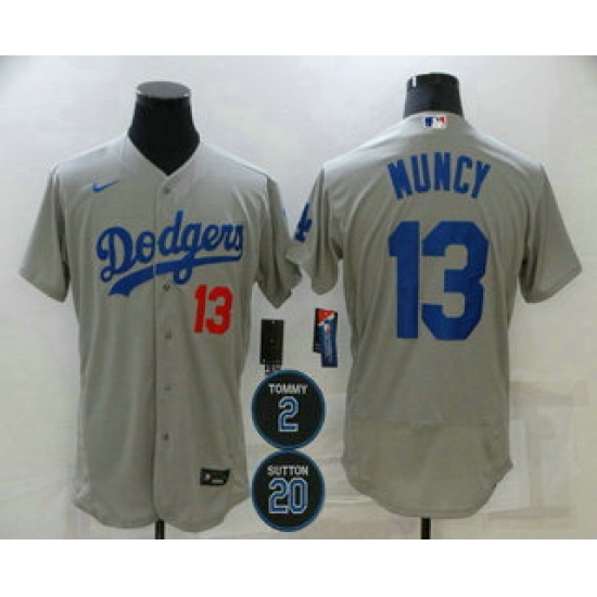 Men Los Angeles Dodgers 13 Max Muncy Grey 2 20 Patch Stitched MLB Flex Base Nike Jersey Men Los Angeles Dodgers 13 Max Muncy Grey 2 20 Patch Stitched MLB Flex Base Nike Jersey