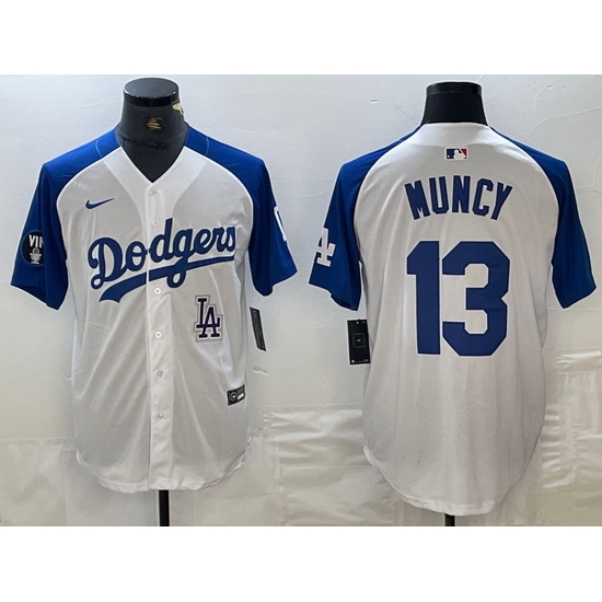 Men Los Angeles Dodgers 13 Max Muncy White Blue Vin Patch Cool Base Stitched Baseball Jersey 10 Men Los Angeles Dodgers 13 Max Muncy White Blue Vin Patch Cool Base Stitched Baseball Jersey 10