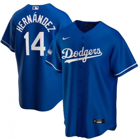 Men Los Angeles Dodgers 14 Enrique Hernandez Royal Nike 2020 World Series Champions Cool Base Jersey Men Los Angeles Dodgers 14 Enrique Hernandez Royal Nike 2020 World Series Champions Cool Base Jersey