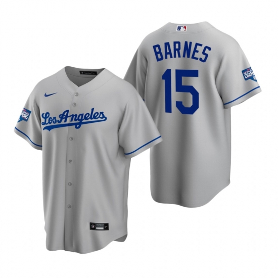 Men Los Angeles Dodgers 15 Austin Barnes Gray 2020 World Series Champions Replica Jersey Men Los Angeles Dodgers 15 Austin Barnes Gray 2020 World Series Champions Replica Jersey