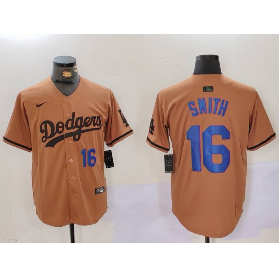 Men Los Angeles Dodgers 16 Will Smith Brown Cool Base Stitched Baseball Jersey 3 Men Los Angeles Dodgers 16 Will Smith Brown Cool Base Stitched Baseball Jersey 3