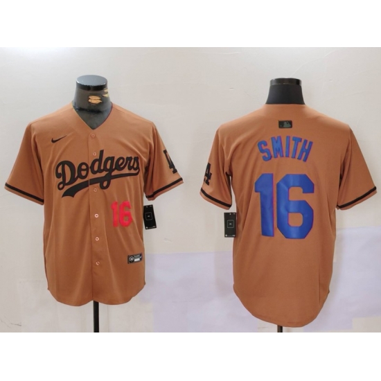 Men Los Angeles Dodgers 16 Will Smith Brown Cool Base Stitched Baseball Jersey 5 Men Los Angeles Dodgers 16 Will Smith Brown Cool Base Stitched Baseball Jersey 5