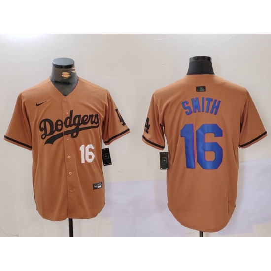 Men Los Angeles Dodgers 16 Will Smith Brown Cool Base Stitched Baseball Jersey 9 Men Los Angeles Dodgers 16 Will Smith Brown Cool Base Stitched Baseball Jersey 9