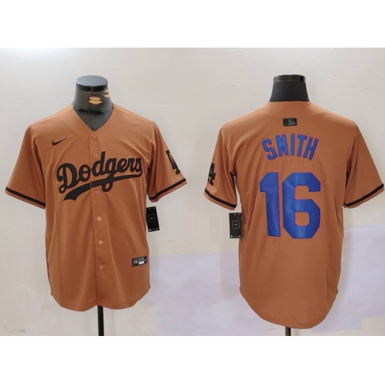 Men Los Angeles Dodgers 16 Will Smith Brown Cool Base Stitched Baseball Jersey Men Los Angeles Dodgers 16 Will Smith Brown Cool Base Stitched Baseball Jersey
