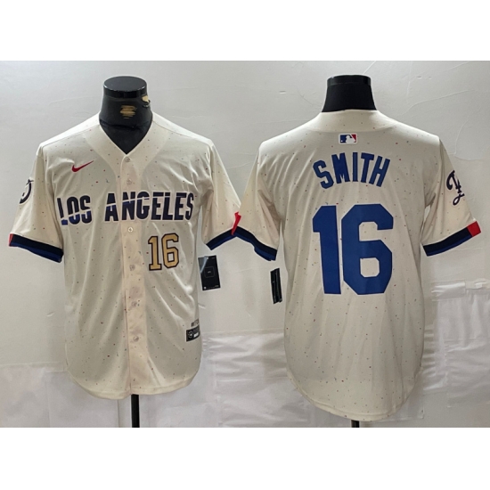 Men Los Angeles Dodgers 16 Will Smith Cream Stitched Baseball Jersey 1 Men Los Angeles Dodgers 16 Will Smith Cream Stitched Baseball Jersey 1