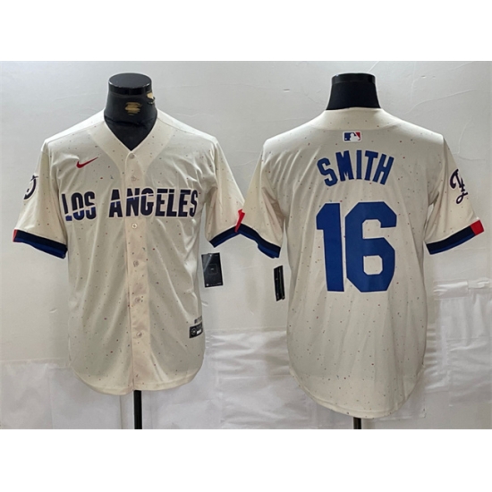 Men Los Angeles Dodgers 16 Will Smith Cream Stitched Baseball Jersey Men Los Angeles Dodgers 16 Will Smith Cream Stitched Baseball Jersey
