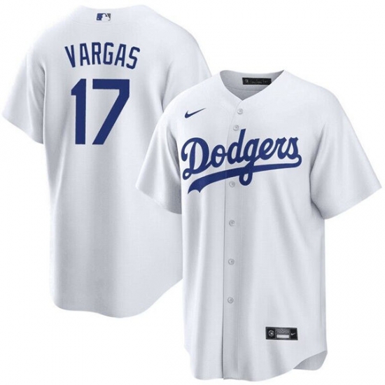 Men Los Angeles Dodgers 17 Miguel Vargas White Cool Base Stitched Baseball Jersey Men Los Angeles Dodgers 17 Miguel Vargas White Cool Base Stitched Baseball Jersey