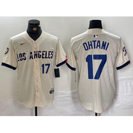 Men Los Angeles Dodgers 17 Shohei Ohtani Cream Stitched Baseball Jersey 1 II Men Los Angeles Dodgers 17 Shohei Ohtani Cream Stitched Baseball Jersey 1 II