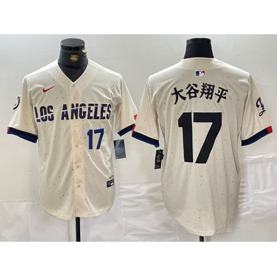 Men Los Angeles Dodgers 17 Shohei Ohtani Cream Stitched Baseball Jersey 2 I Men Los Angeles Dodgers 17 Shohei Ohtani Cream Stitched Baseball Jersey 2 I
