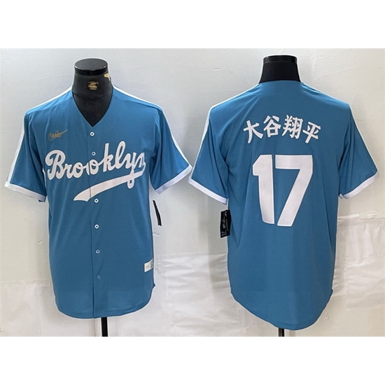 Men Los Angeles Dodgers 17 Shohei Ohtani Light Blue Throwback Cool Base Stitched Baseball Jersey Men Los Angeles Dodgers 17 Shohei Ohtani Light Blue Throwback Cool Base Stitched Baseball Jersey