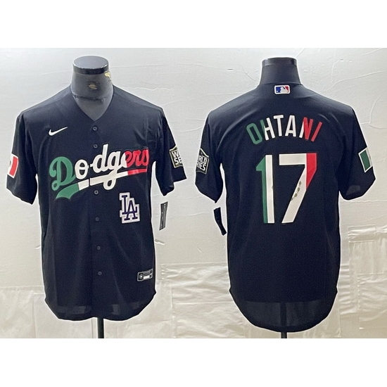 Men Los Angeles Dodgers 17 Shohei Ohtani Mexico Black Cool Base Stitched Baseball Jersey Men Los Angeles Dodgers 17 Shohei Ohtani Mexico Black Cool Base Stitched Baseball Jersey